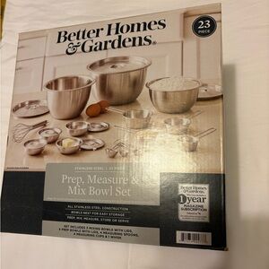NEW Better Homes and Gardens Mixing Bowl and Prep Set in Stainless Steel